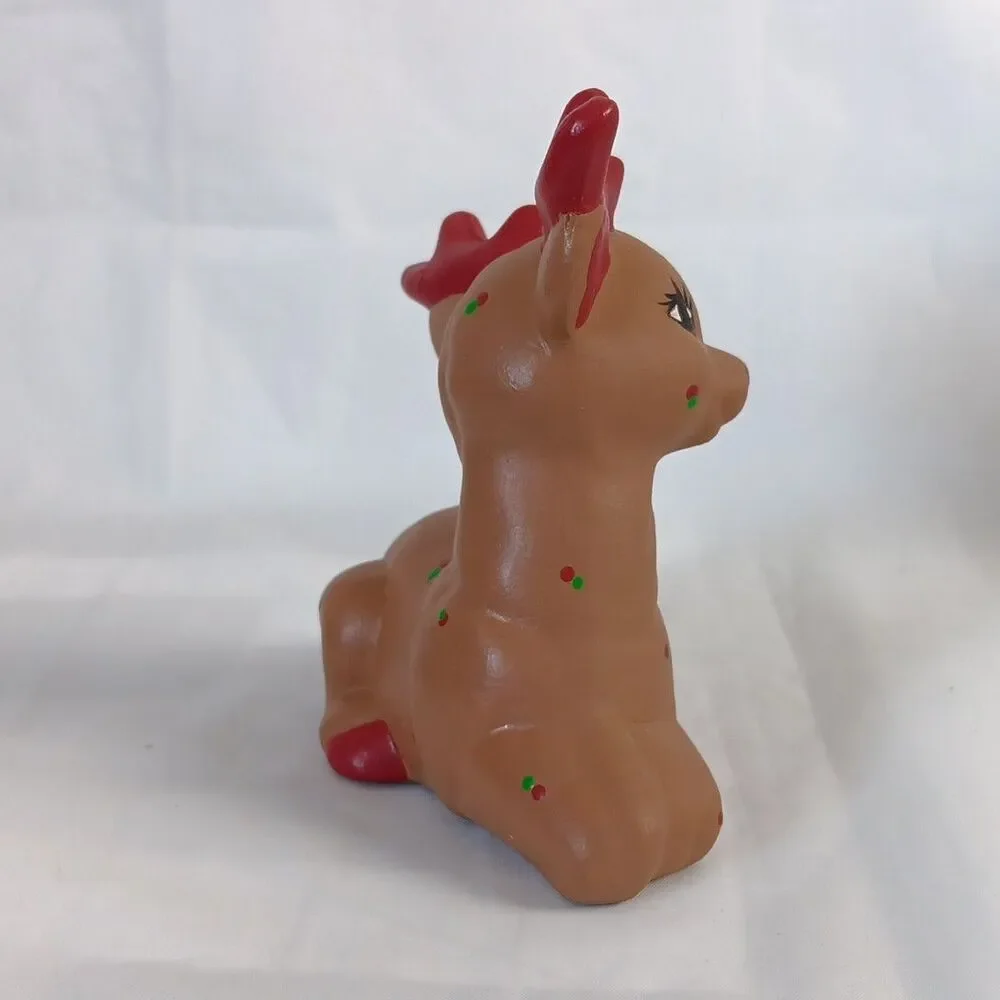 Vintage Christmas Hand Painted Ceramic Reindeer Christmas Decoration Figurine